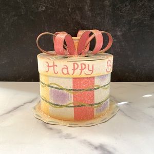 Metal Birthday Gift Box or Table Decor Round Top?